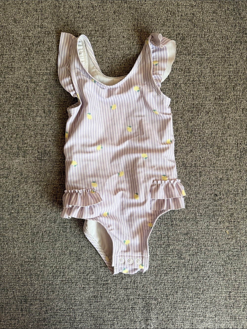 Carter's Purple and Yellow Striped Lemon Print One-Piece Swimsuit
